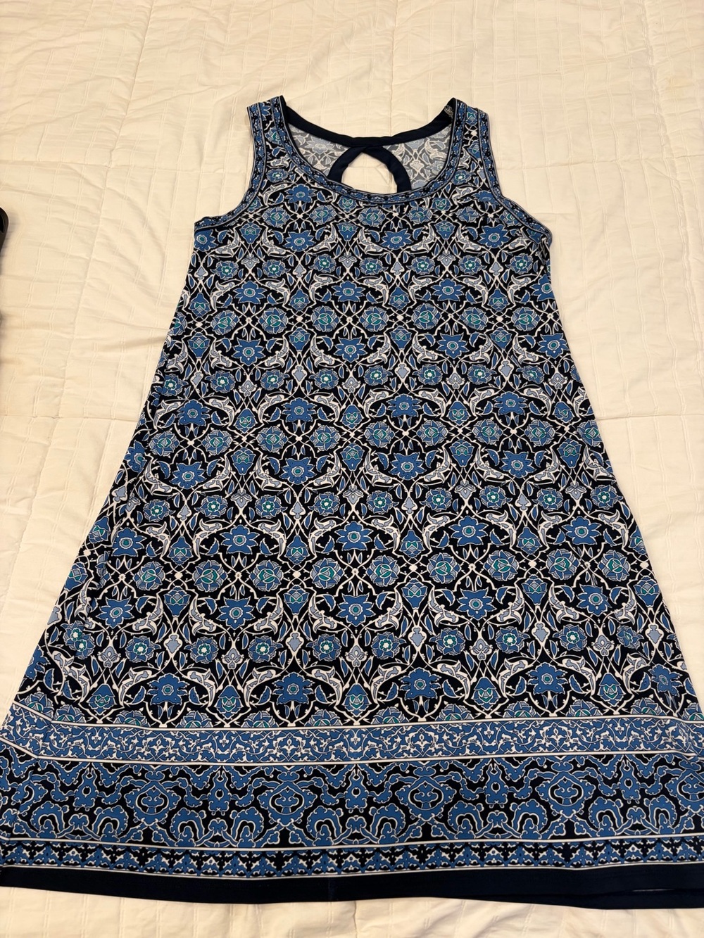 Max Studio Blue Patterned Sleeveless Midi Dress